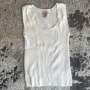 Sleeveless Ribbed Knit Top - Cream H&M